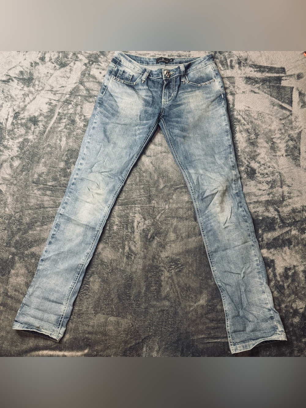 Philipp Plein Light Blue Distressed Slim Jeans "Fight Club / biker"